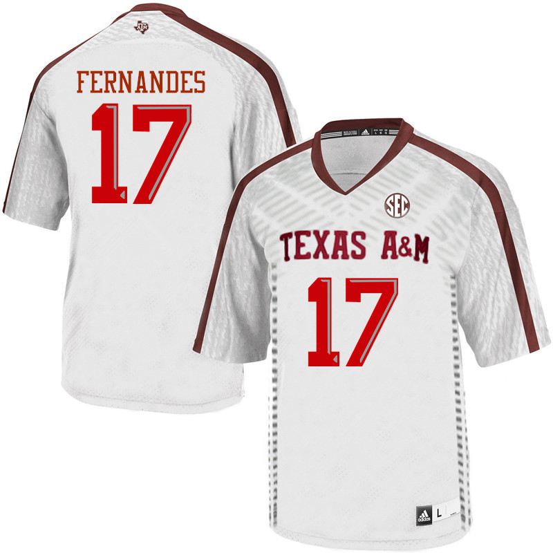 Men #17 Alex Fernandes Texas A&M Aggies College Football Jerseys Sale-White
